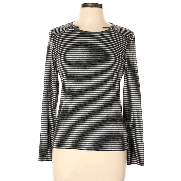 Michael Kors striped zipper accent long sleeve shirt Medium - Picture 1 of 7